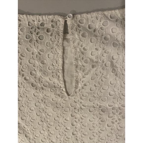 Kate Spade White Mini Dress 6 Small Eyelet Short Sleeve Shift $378 Bridal Cotton - Picture 10 of 10
